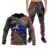 Custom name Australian Flag Aboriginal dots Zip pattern Combo Hoodie And Sweatpant