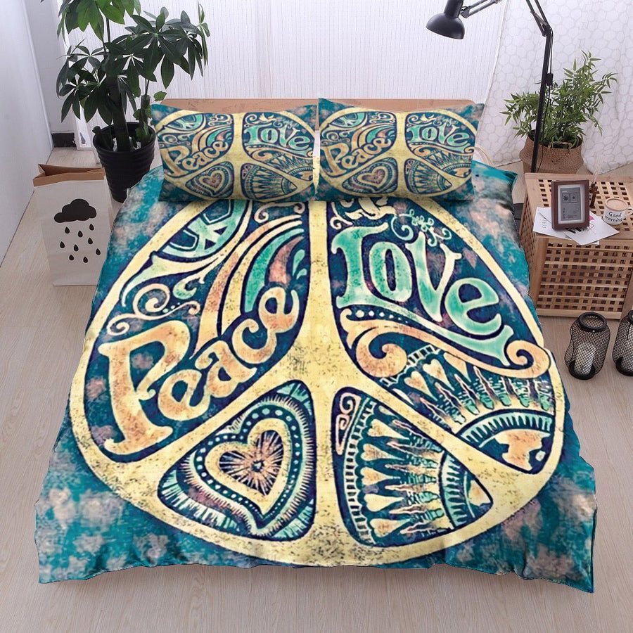 Hippie Peace Love Bedding Set TQH200712-BEDDING SETS-TQH-Twin-Vibe Cosy™