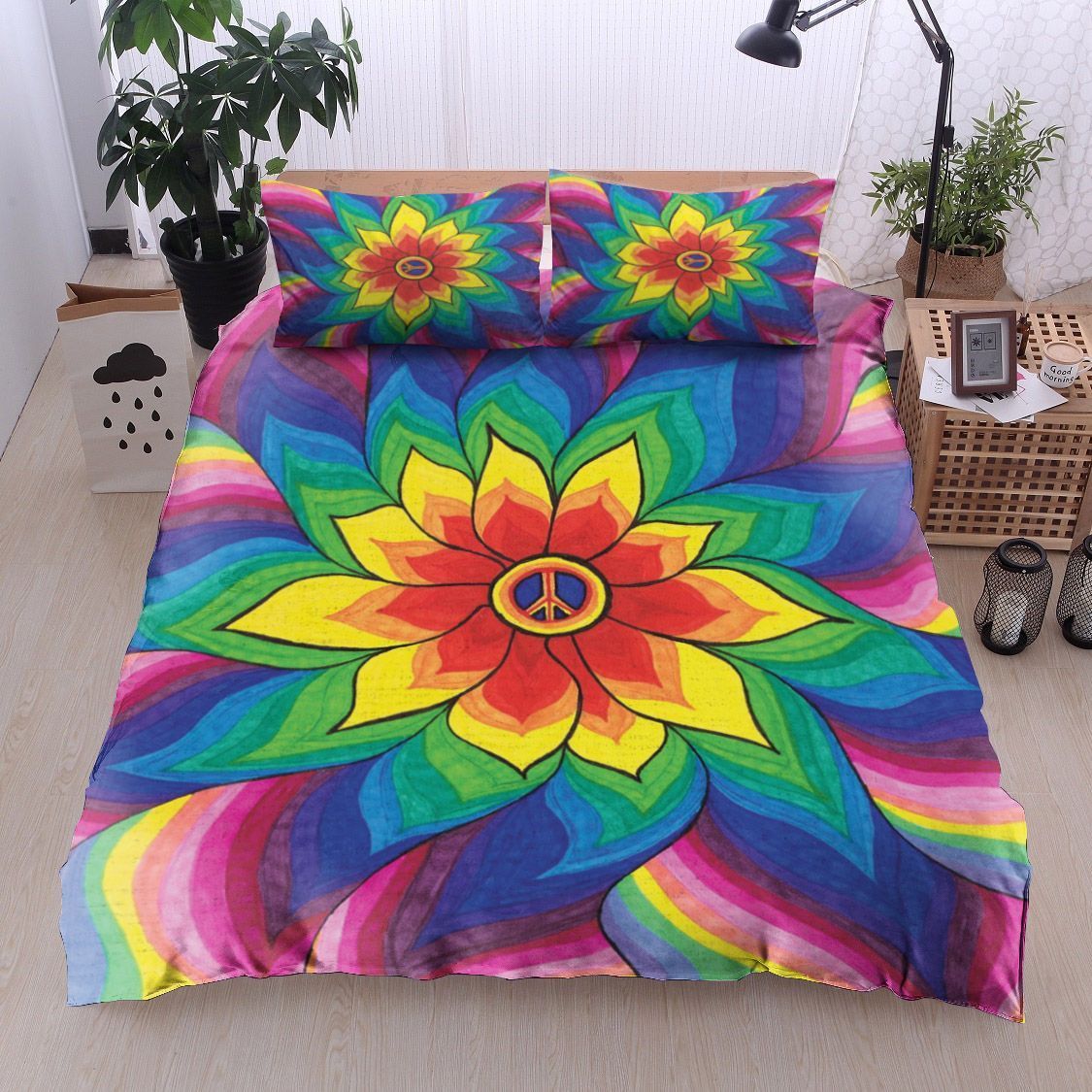 Colorful Hippie Flower Bedding Set TQH200715-BEDDING SETS-TQH-Twin-Vibe Cosy™