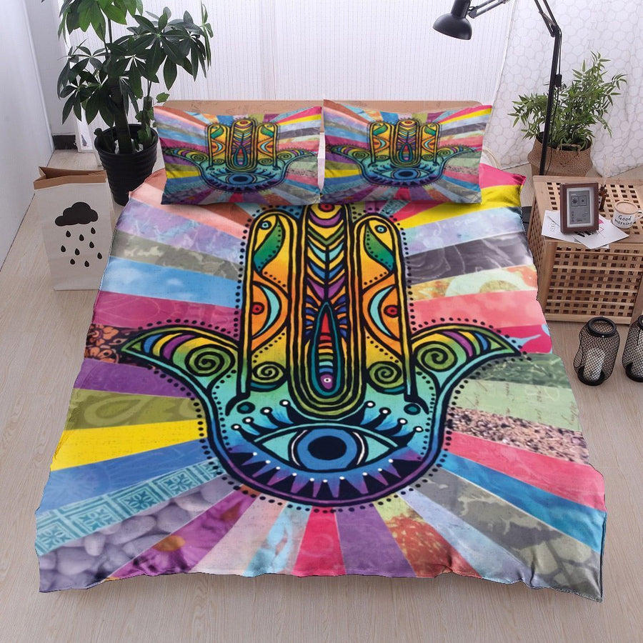 Hippie Eye Hand Lover Bedding Set TQH200719-BEDDING SETS-TQH-Twin-Vibe Cosy™