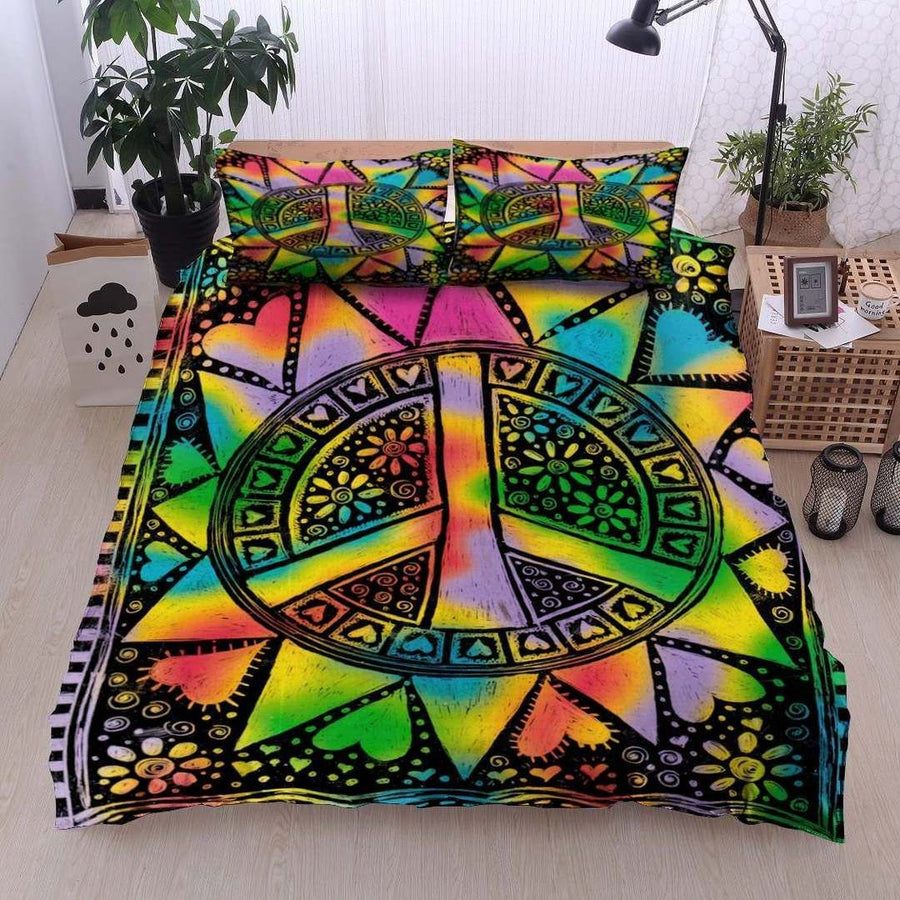 Loving Hippie Symbols Bedding Set TQH200742-BEDDING SETS-TQH-Twin-Vibe Cosy™