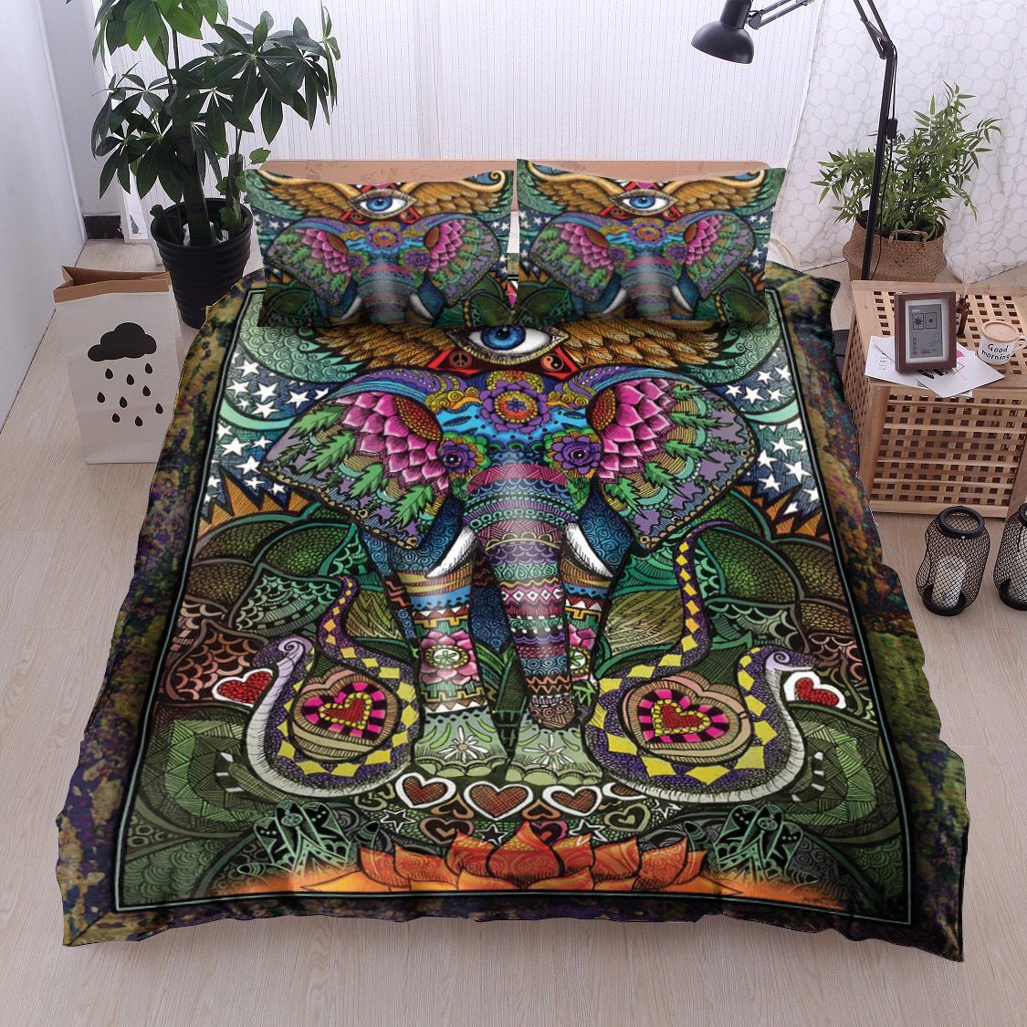Hippie Elephant Bedding Set TQH200770-BEDDING SETS-TQH-Twin-Vibe Cosy™