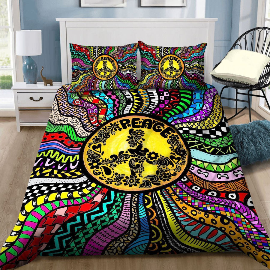 Hippie Colorful Peace Symbol Bedding Set TQH200780-BEDDING SETS-TQH-Twin-Vibe Cosy™