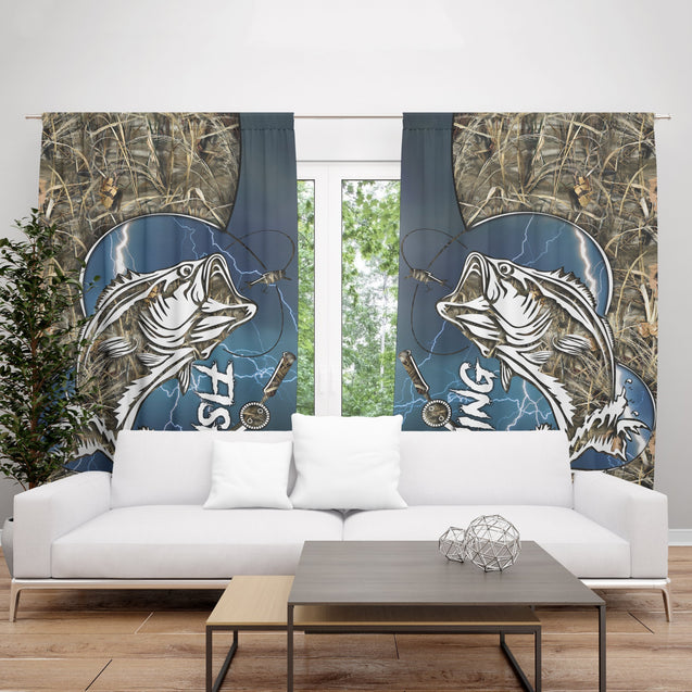 Bass fishing Sport - Blue version Blackout Thermal Grommet Window Curtains TR121102 - Amaze Style™-Curtains