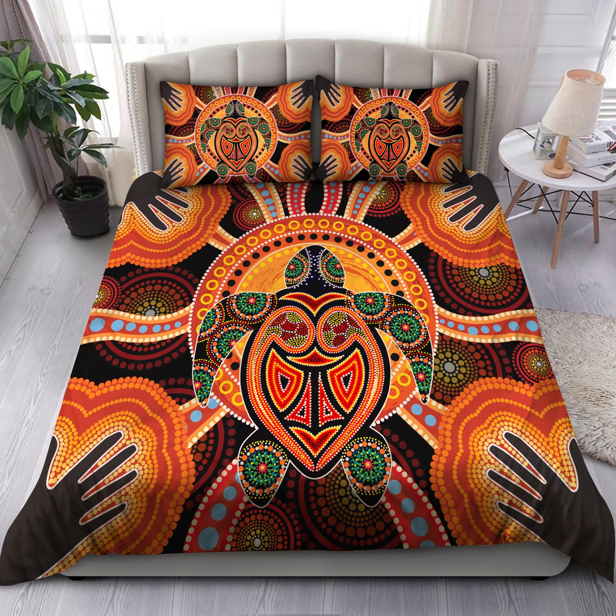 Aboriginal Turtle Touch the Sun Bedding Set, Australia Indigenous Painting Art Bedding Set-Bedding Set-Huyencass-Twin-Vibe Cosy™
