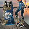 Northern Pike fishing gear blue Tattoo camo Combo Legging + Tank TR190404 - Amaze Style™-Apparel