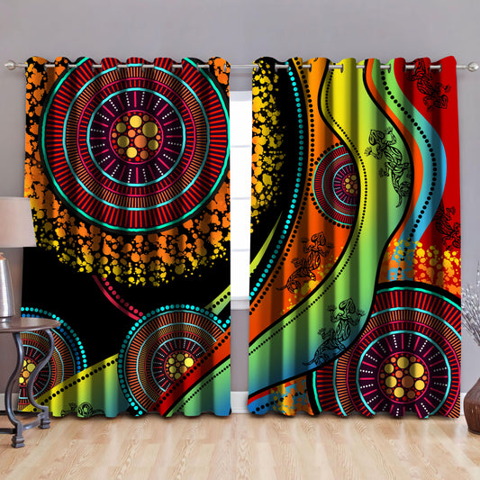 Aboriginal Australia Indigenous Lizard Painting Thermal Grommet Window Curtains TR1906202