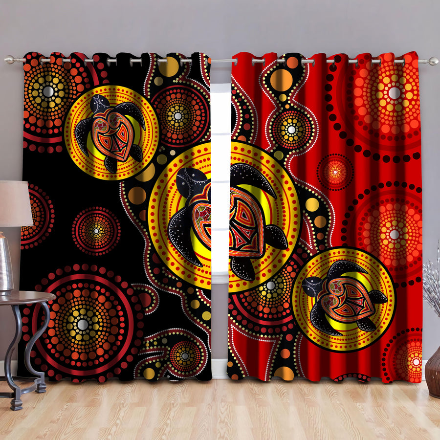 Aboriginal Indigenous Turtles Painting Art Thermal Grommet Window Curtains TR2006203