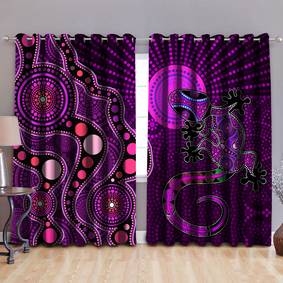 Aboriginal Australia Indigenous Purple The Lizard and The Sun Thermal Grommet Window Curtains