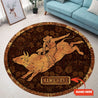 Personalized Name Vintage Bull Riding Circle Rug