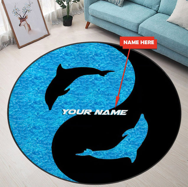 Customize Name Dolphin Circle Rug TNA25052104