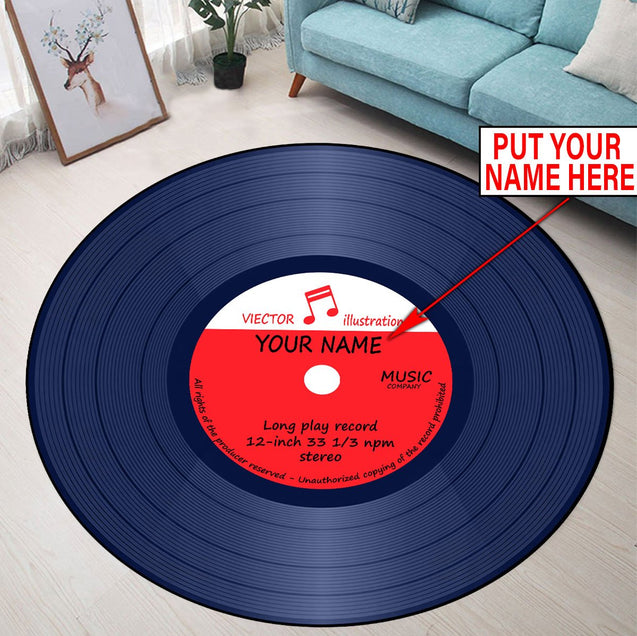 Customize Name Vinyl Record Circle Rug HHT10052108