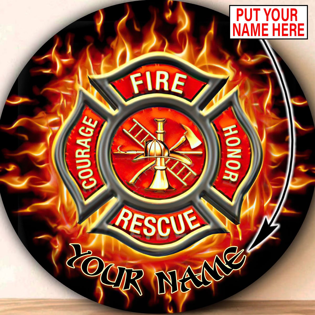 Customize Name Firefighter Circle Rug AM18052106