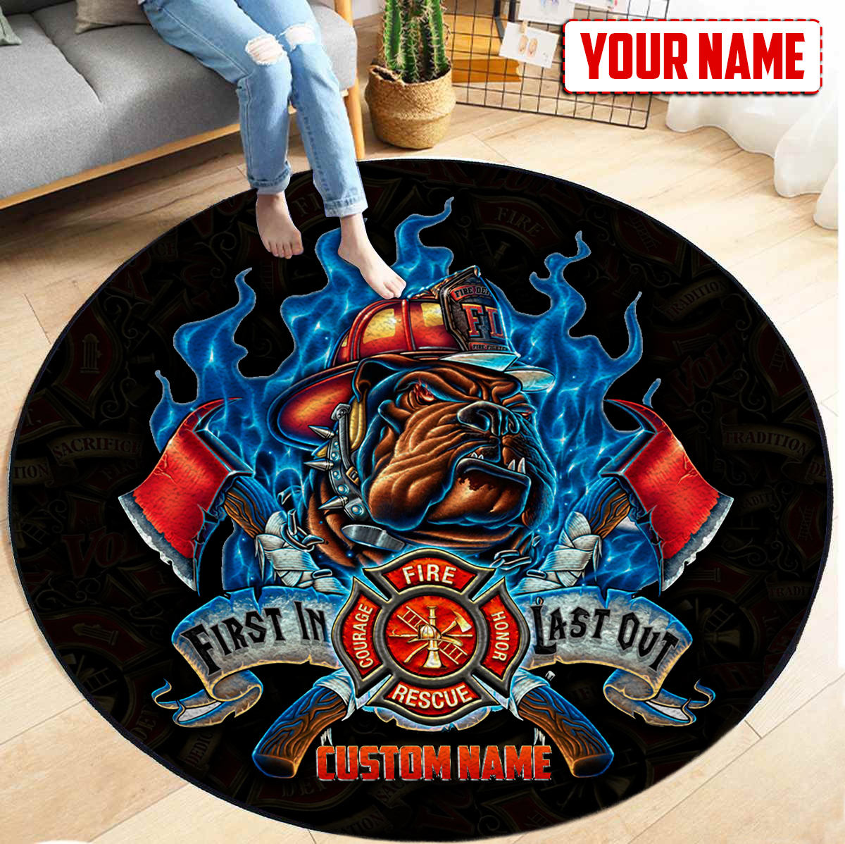 Customize Name Firefighter Circle Rug MH01062105