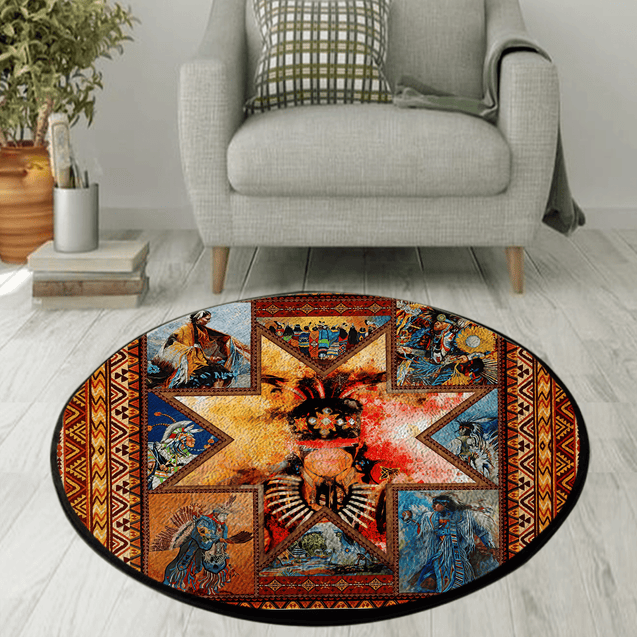 Native American Pow Wow Circle Rug