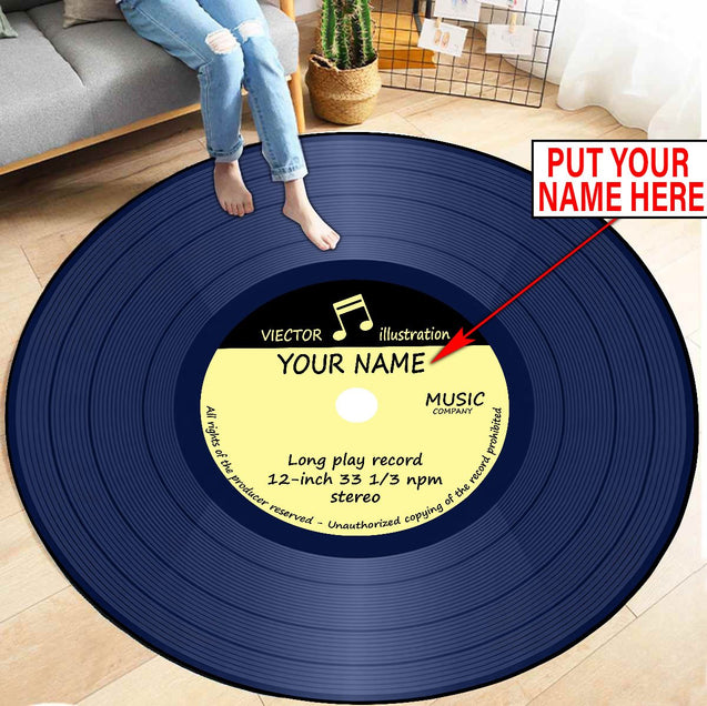 Customize Name Vinyl Record Circle Rug HHT10052107