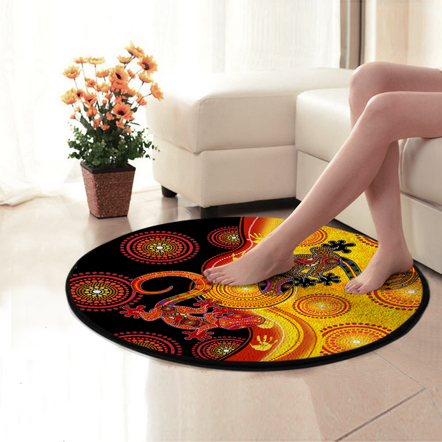 Aboriginal Lizards and the Sun Circle Rug DQB14052102