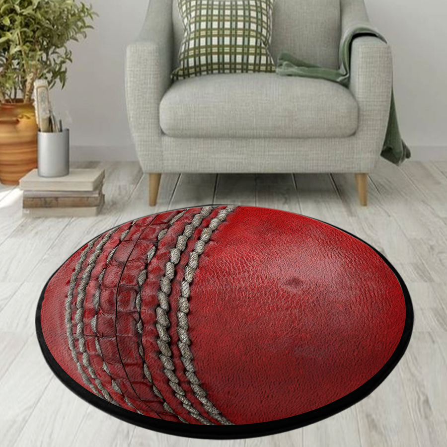 Cricket Ball Decor 3D design printed Circle Rug