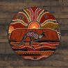 Aboriginal Kangaroo running Lizard Australia Art Circle Rug