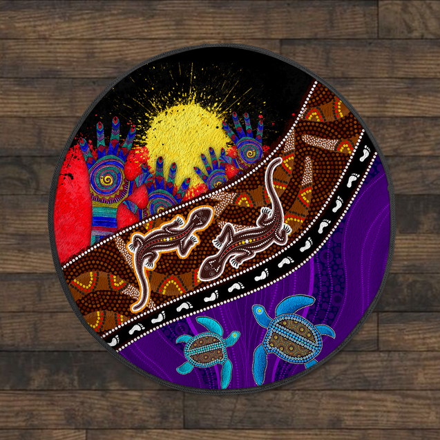 Aboriginal Culture Painting Art Colorful 3D Design Circle Rug