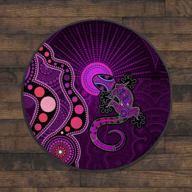 Aboriginal Purple The Lizard and The Sun Circle Rug