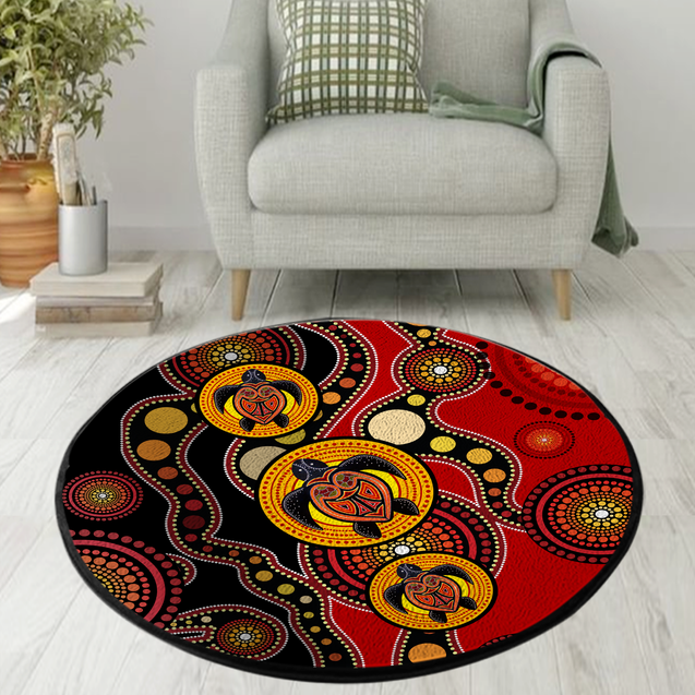 Aboriginal Turtles Australia Indigenous Painting Art Circle Rug