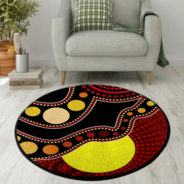 Aboriginal Flag Circle Dot Australia Circle Rug DQB14052101