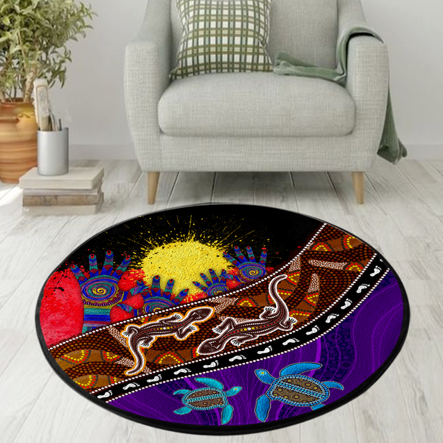 Aboriginal Culture Painting Art Colorful 3D Design Circle Rug