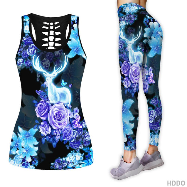 Deer Flowers Combo Tank + Legging TT062038-Apparel-TT-S-S-Vibe Cosy™