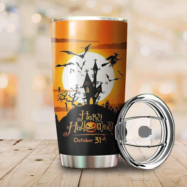 Halloween Black Cat on the Pumpkin Tumbler Premium AM082063-MEI