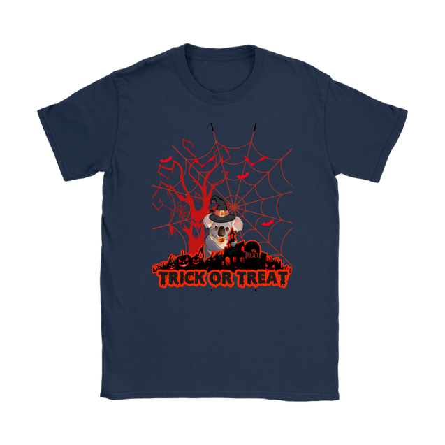 Australian Koala Trick or Treat Halloween Red T-Shirt 01 H9-T-SHIRTS-HP Arts-Gildan Womens T-Shirt-Navy-S-Vibe Cosy™