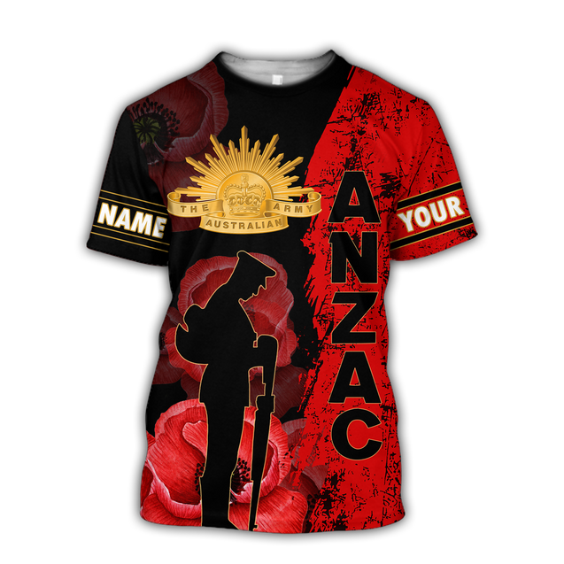 Premium Personalized Anzac Day Poppy 3D Printed Unisex Shirts TN