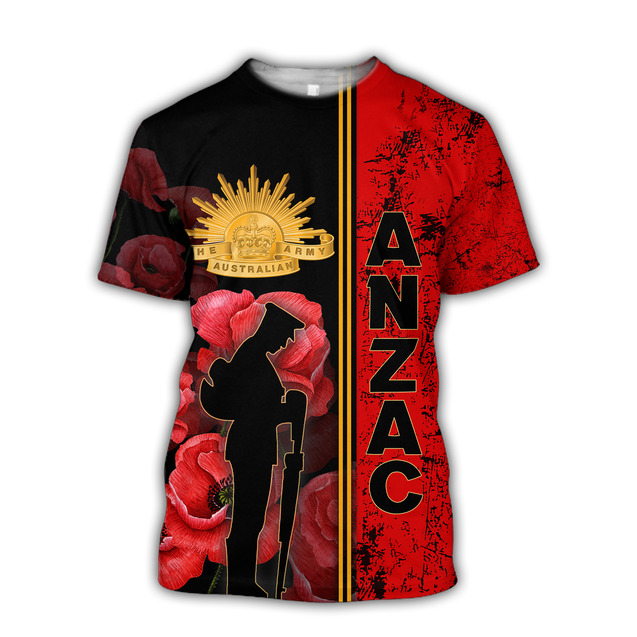 Premium Anzac Day Australian Army Poppy 3D Printed Unisex Shirts TN NTN03042104