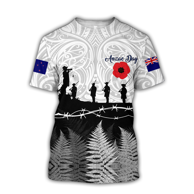 Premium Anzac Day New Zealand Maori Tattoo 3D Printed Unisex Shirts TN