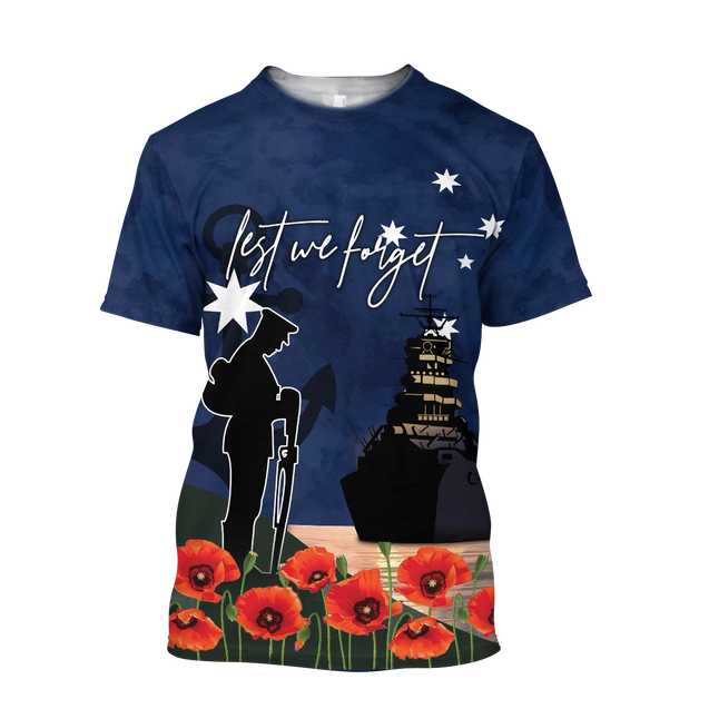 Premium Anzac Day Royal Australian Navy 3D Printed Unisex Shirts TN