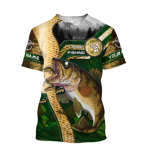 Custom name Walleye Master Fishing camo 3D print shirts