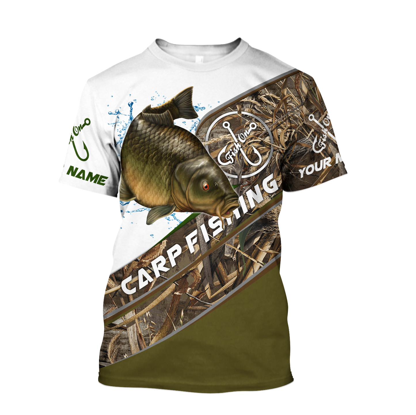 Custom name Carp Fishing camo 3D print shirts