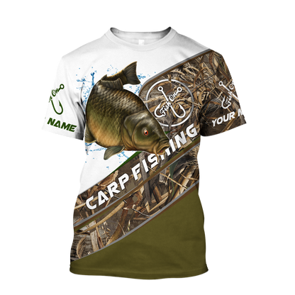 Custom name Carp Fishing camo 3D print shirts
