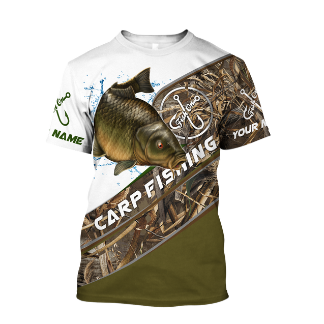 Custom name Carp Fishing camo 3D print shirts