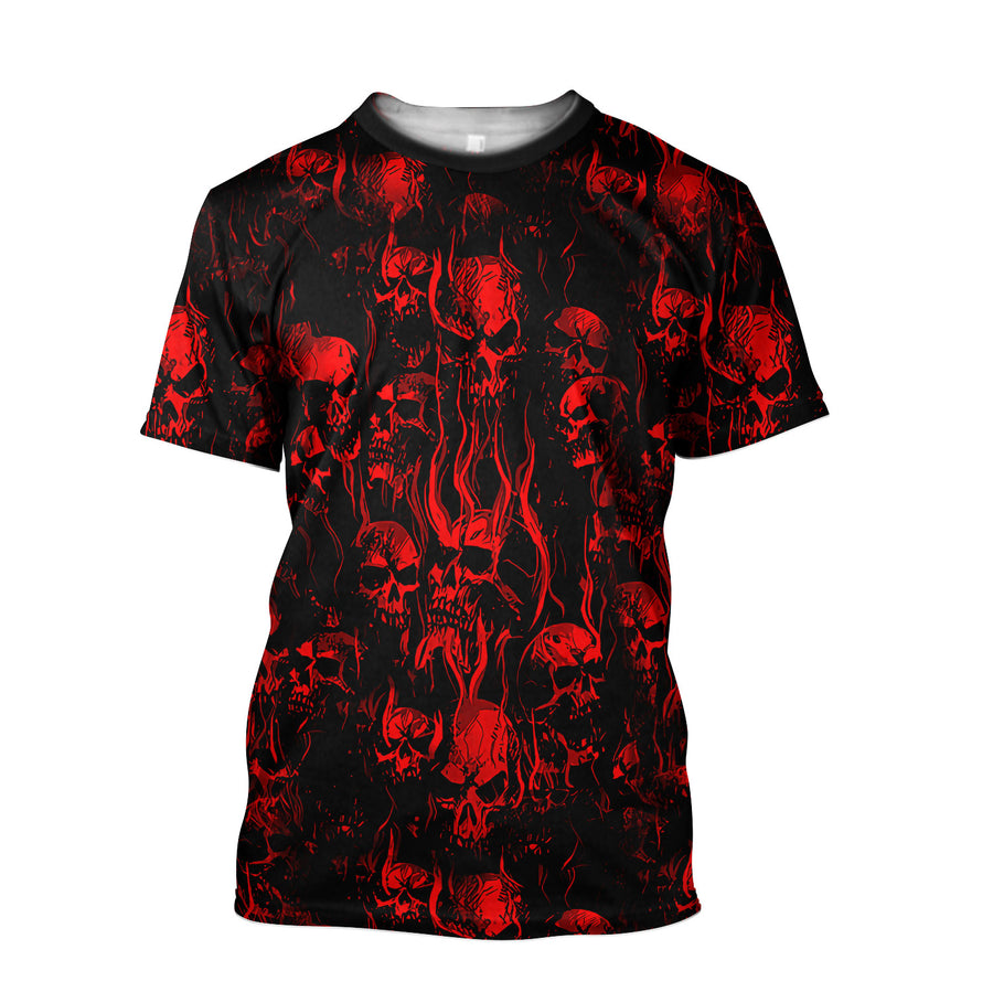 Blood Fire Skull 3D Printed T-Shirt NTN08112201