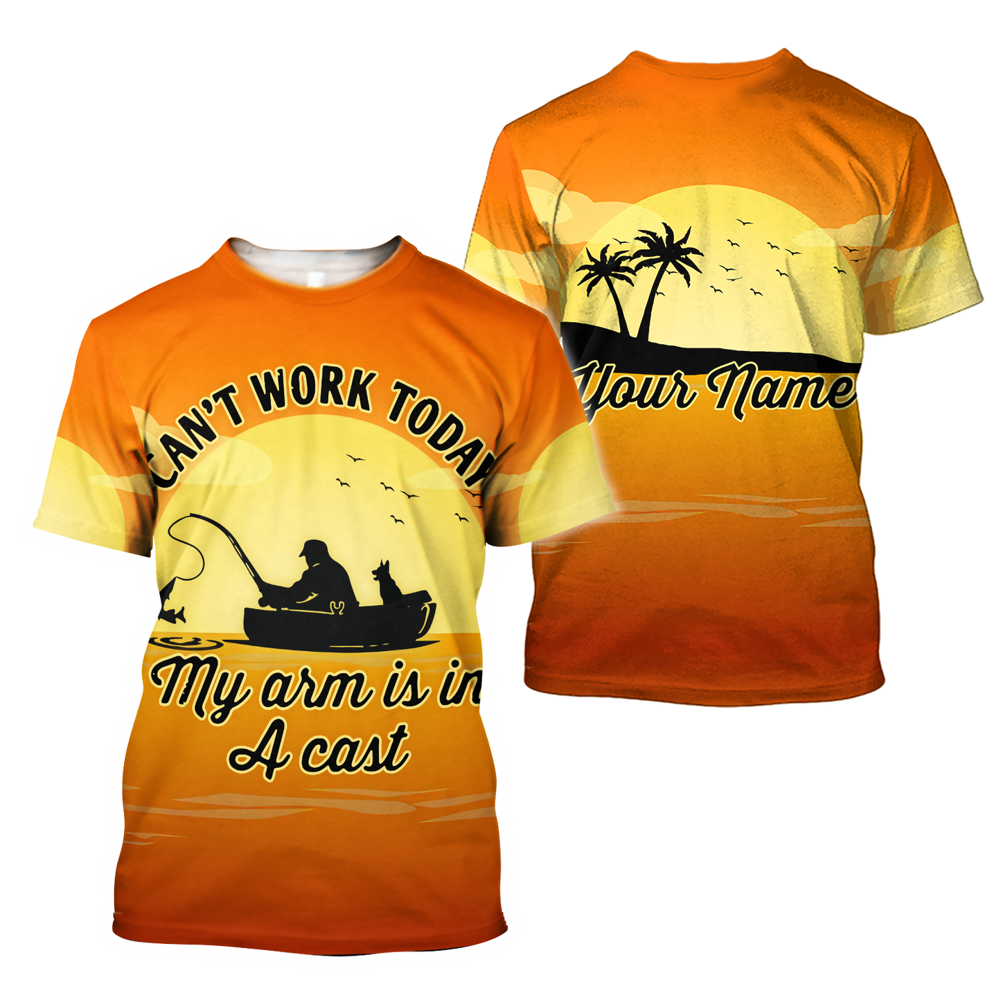 My arm is in a cast Fishing custom name design 3d print shirts