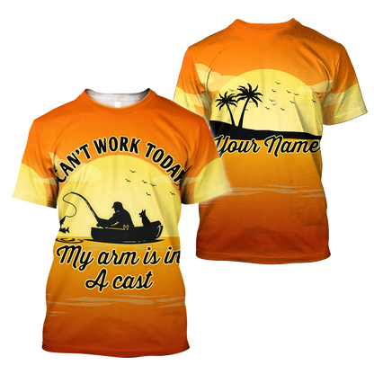 My arm is in a cast Fishing custom name design 3d print shirts