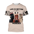 Life is Better with Horses 3D All Over Printed Shirts