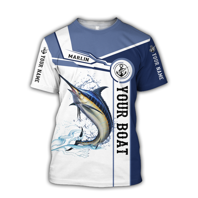 Custom name Marlin fishing Catch and Release 3D Design print shirts