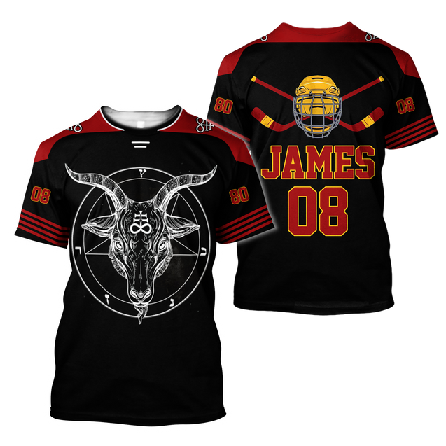 3D All Over Printed Hockey Satanic Unisex Shirts Custom Name Custom number  XT