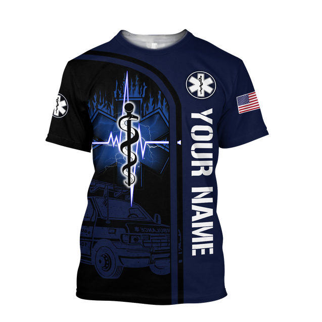 Premium Customized Name n Flag 3D All Over Printed Unisex Shirts For EMS Worker