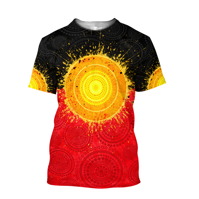 Aboriginal Flag Indigenous Sun Painting Art 3D design Polo shirts