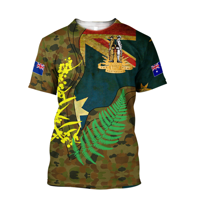 Australian Army Fern and Golden Wattle 3D Printed Unisex Hoodie TN