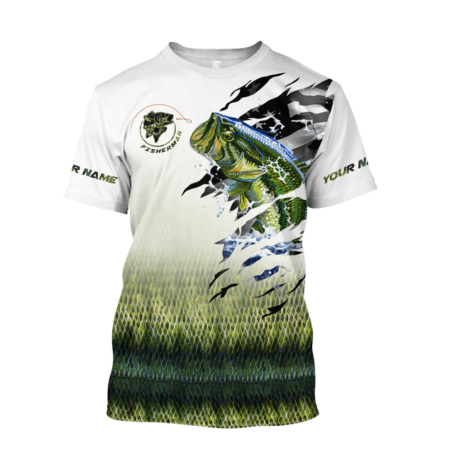 Custom name Bass fishing escape Skin camo 3D printed shirts