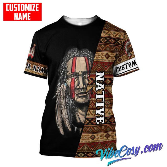 Customized name Native American 3D All Over Printed Unisex Shirts